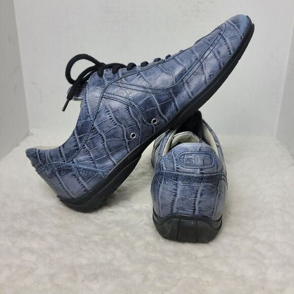 Santoni For Amg SLS  Mens Sneaker  Size 7.5 Blue Jeans Crocodile Leather Rare - Picture 5 of 15